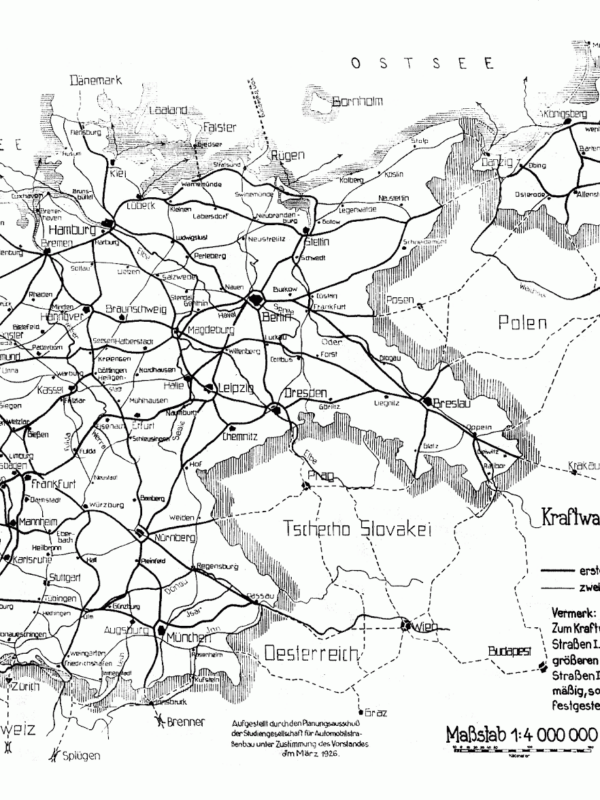 Deutsche Autobahnkarte von 1926 (1. und 2. Ausbaustufe)